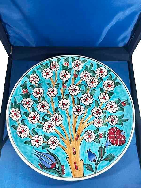 Assiette en céramique d’Iznik – Motif Arbre de Vie sur fond turquoise – 25 cm - 3