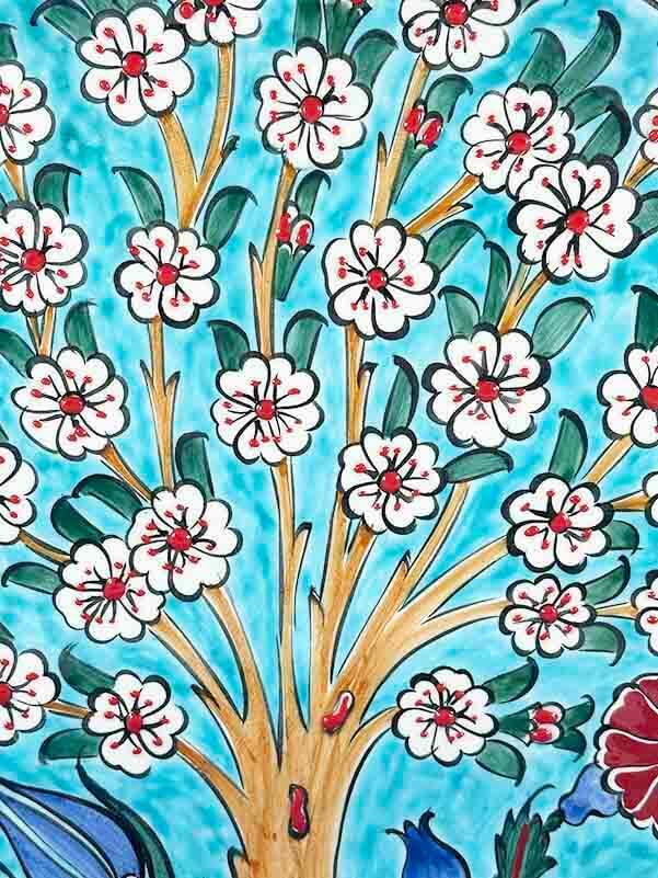 Assiette en céramique d’Iznik – Motif Arbre de Vie sur fond turquoise – 25 cm - 2