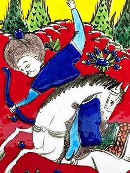 Assiette en Céramique d'Iznik à Motif de Scène de Chasse – Présentée dans un Coffret en Bois Noble - Çini Evi (1)