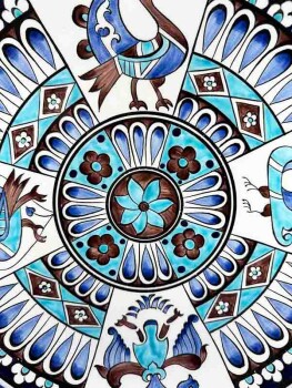 Assiette en Céramique d’Iznik – Motif Oiseau Seldjoukide – 25 cm – Fait Main - Çini Evi (1)