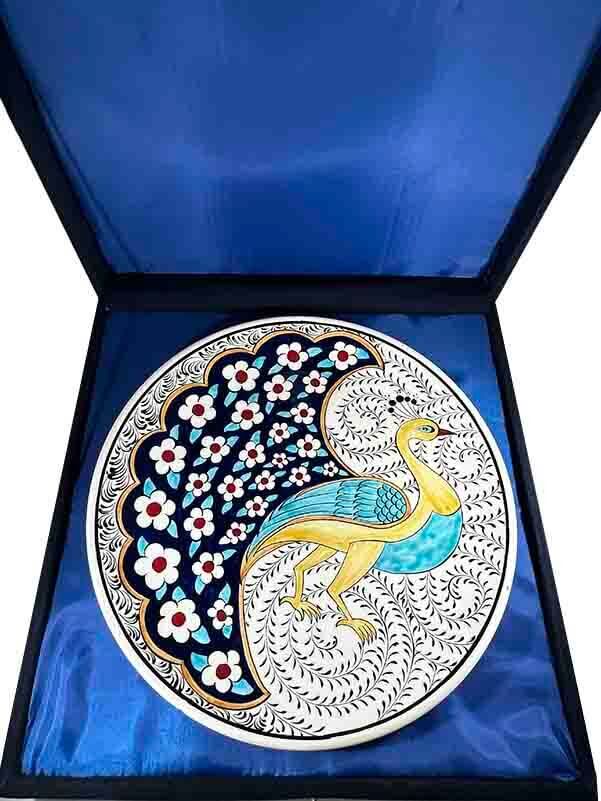 Assiette en Céramique d’Iznik – Motif Paon, Arbre de Vie et Haliç – 30 cm – Cadeau VIP - 3