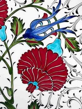 Assiette en Céramique d’Iznik – Motifs Haliç et Grenade, Fait Main, 25 cm - Çini Evi (1)