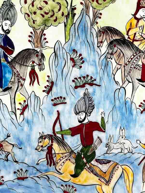 Assiette en céramique d’Iznik – Scène de Chasse Militaire Ottomane - 2