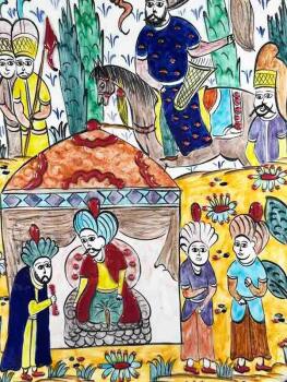 Assiette en céramique d’Iznik miniature – Réception d’un ambassadeur par le souverain (30 cm) - 2