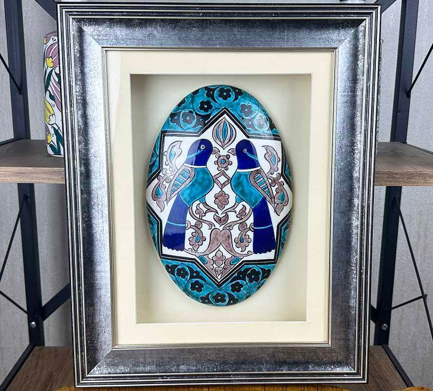Auspicious Birds in Seljuk Star Iznik Ceramic Wall Ornament – Gift for Mayor - 1