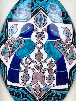 Auspicious Birds in Seljuk Star Iznik Ceramic Wall Ornament – Gift for Mayor - Çini Evi (1)