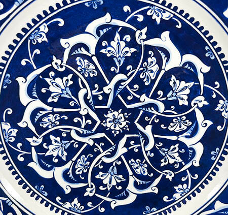 Babanakkaş Patterned Blue Statement Iznik Pottery Plate - 2