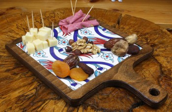 Bac de présentation en bois avec motif de tulipe S - Çini Evi