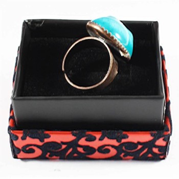 Bague de poterie en pierre turquoise en relief - Çini Evi (1)