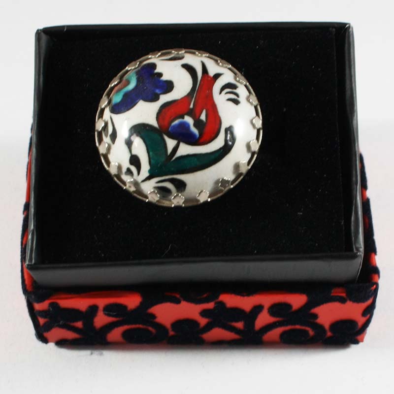 Bague Iznik à tulipe rouge solitaire - 1