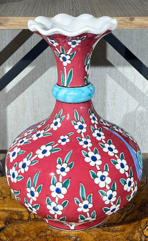 Baum des Lebens und Pfau Iznik Fliesenvase - Çini Evi (1)