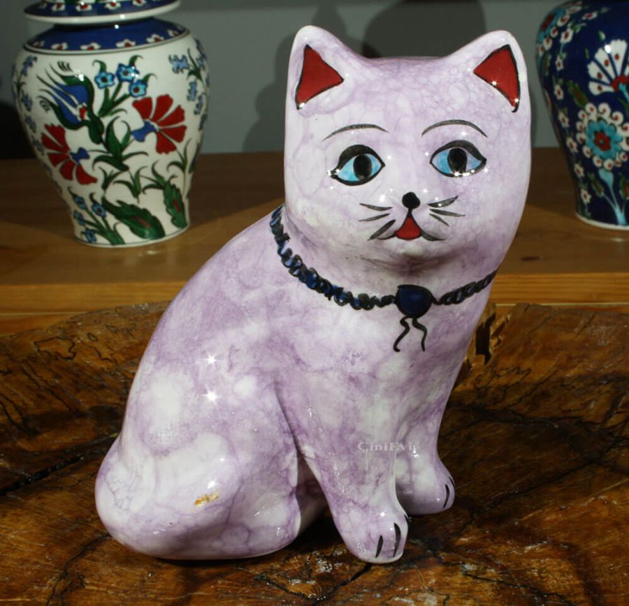 Bibelot chat innocent en céramique d’Iznik - 1