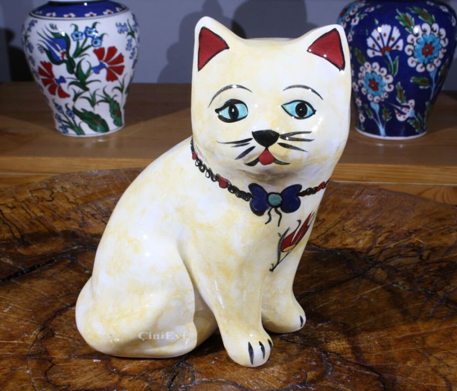 Bibelot chat innocent en céramique d’Iznik - 1