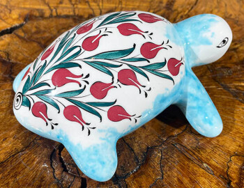 Bibelot tortue à motif tulipe en céramique - 2