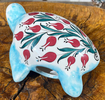 Bibelot tortue à motif tulipe en céramique - 3