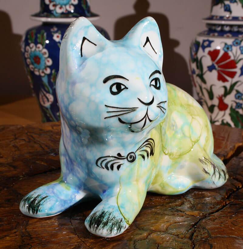 Biblo chat tulipe noire en céramique d’Iznik - 1