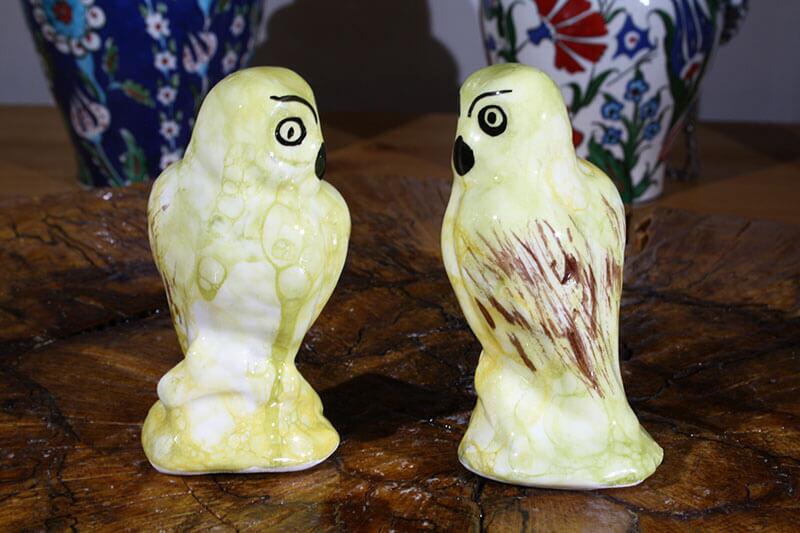 Biblots chouettes | Ensemble de 2 chouettes en céramique fait main - 2