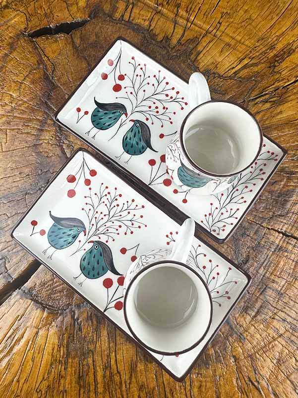 Bilgelik & Huzur Kuşu İznik Çini Kahve Sunum Seti - 3