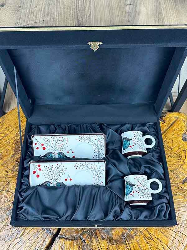 Bilgelik & Huzur Kuşu İznik Çini Kahve Sunum Seti - 5