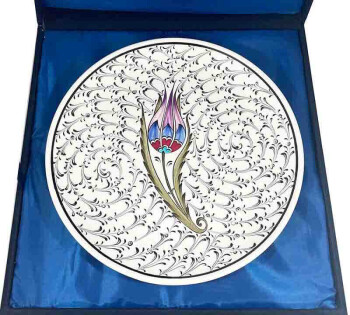Birthday Gift Plum Tulip Motif VIP Iznik Ceramic Plate - 3