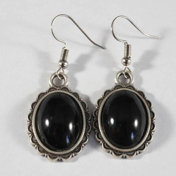 Black Stone Iznik Ceramic Earrings - Çini Evi
