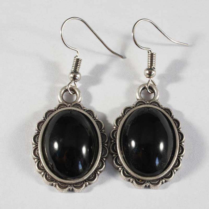 Black Stone Iznik Ceramic Earrings - 1