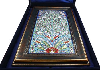 Iznik-Keramikpaneel mit blauem Lebensbaum, 20x40 cm - 5