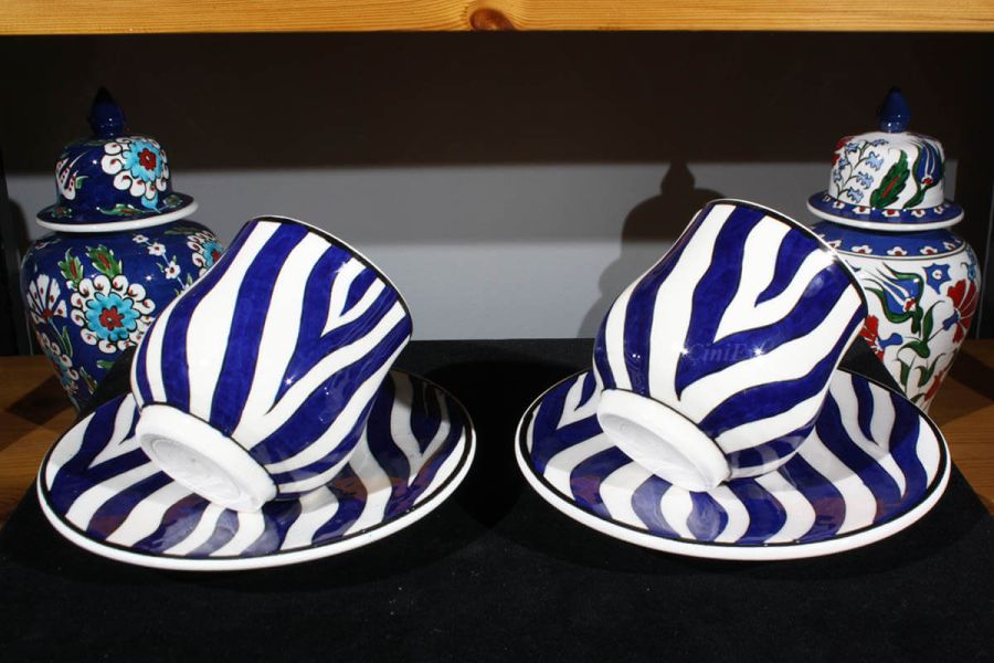 Blaues weißes Iznik-Keramik-Kaffee-Team - 2