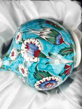 Blaugrund Nachtsgarten Motiv Iznik Keramik Vase und Teller Set Erstklassige Handarbeit - 3