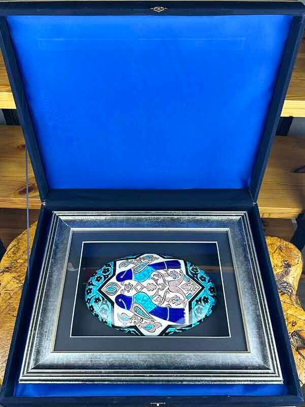 Blessed Guardian – Seljuk Bird Patterned Handmade Iznik Tile Panel with Matting - 3