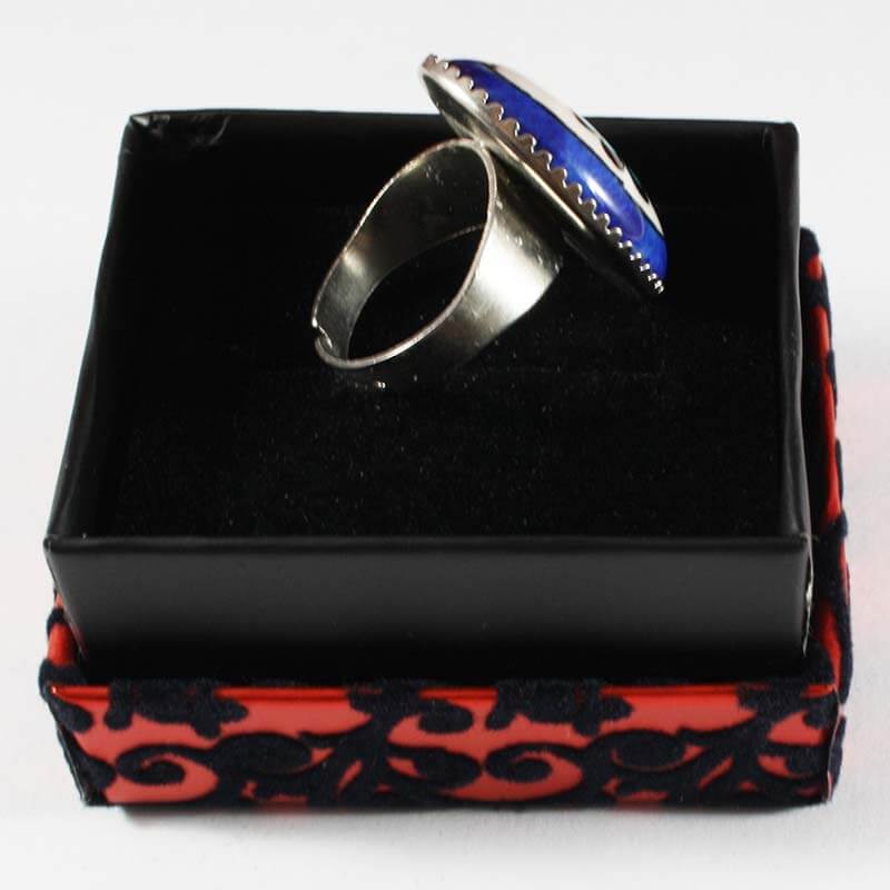 Blue and red pottery ring - 2
