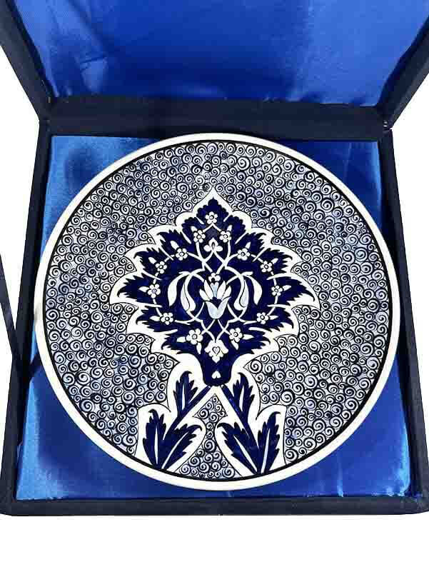 Blue and White 25 cm Iznik Ceramic Plate - 3