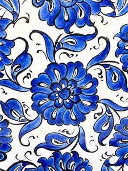 Blue and White Lotus Pattern Iznik Ceramic Plate - 2