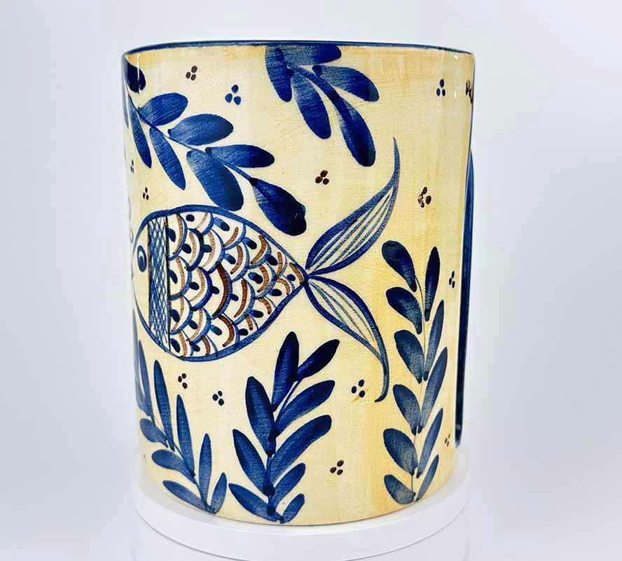 Blue Aquarium Fish Pattern Ceramic Paper Towel Holder - 1