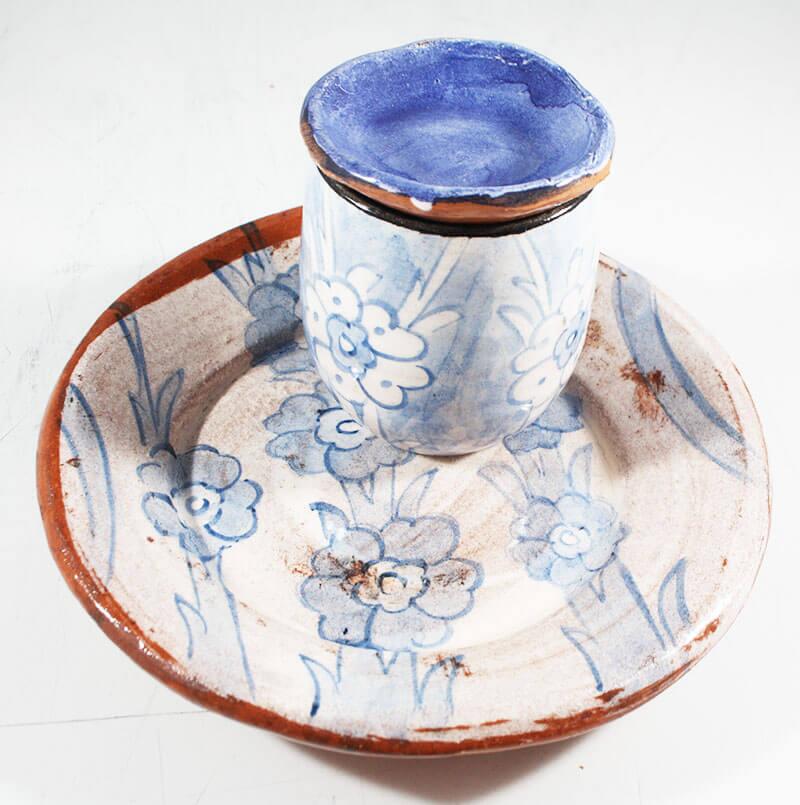 Blue Background Clay Coffee Cup - 3