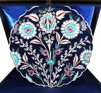 Blue Background Iznik Ceramic Plate - Çini Evi