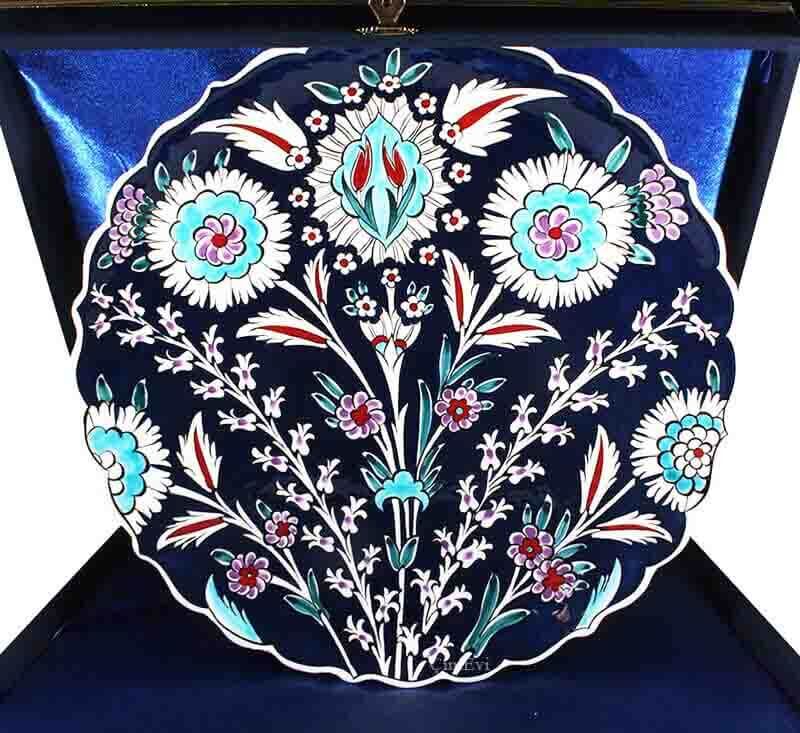 Blue Background Iznik Ceramic Plate - 1