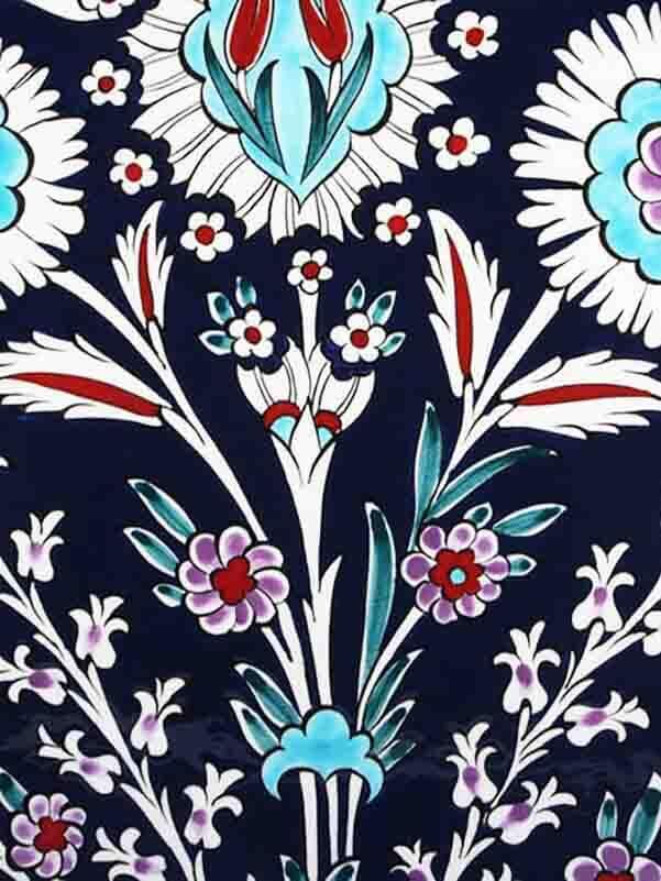 Blue Background Iznik Ceramic Plate - 2