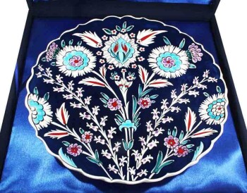 Blue Background Iznik Ceramic Plate - 3