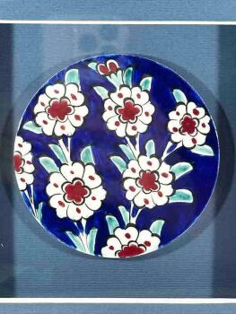 Blue Background Tree of Life Iznik Ceramic Plaque - 2