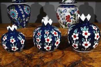 Blue Background Tree of Life Pomegranate Set - Çini Evi