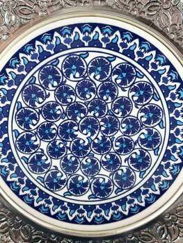 Blue Carnation Motif Silver Plate 25 cm - 2