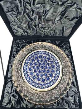 Blue Carnation Motif Silver Plate 25 cm - 3