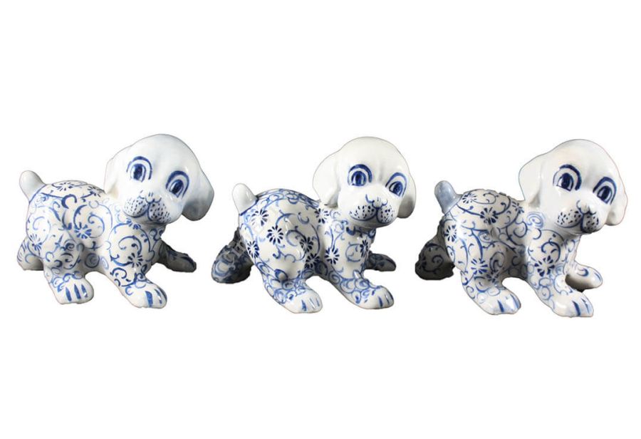 Blue Dogs Handmade Iznik Ceramic Figurine - 1
