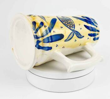 Blue Fish Motif Ceramic Mug with Handle - 2