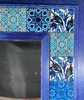 Blue Framed Tile Patterned Mirror - 3