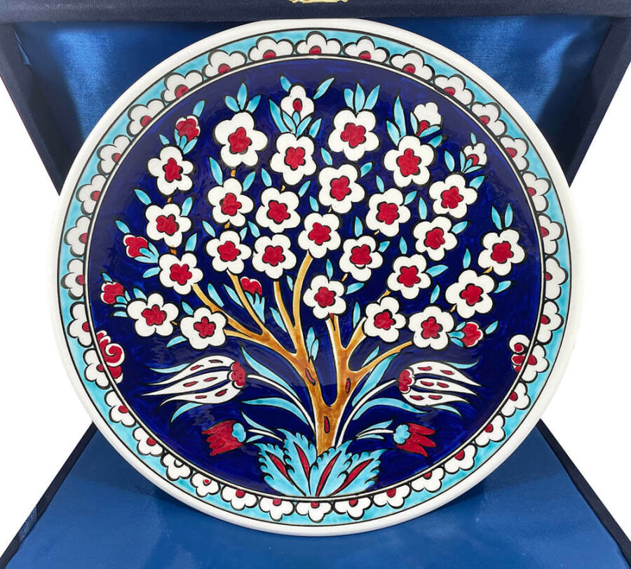 Blue Ground Life Tree Iznik Pottery Plate - 1