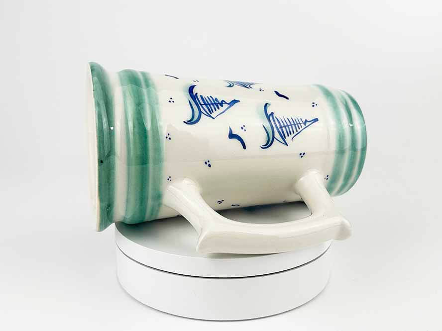Blue Sailboats Motif Ceramic Mug with Handle - 2