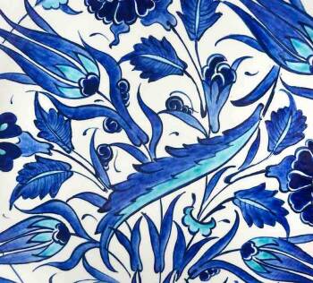 Blue Saz Garden - Iznik Ceramic Plate - Çini Evi (1)