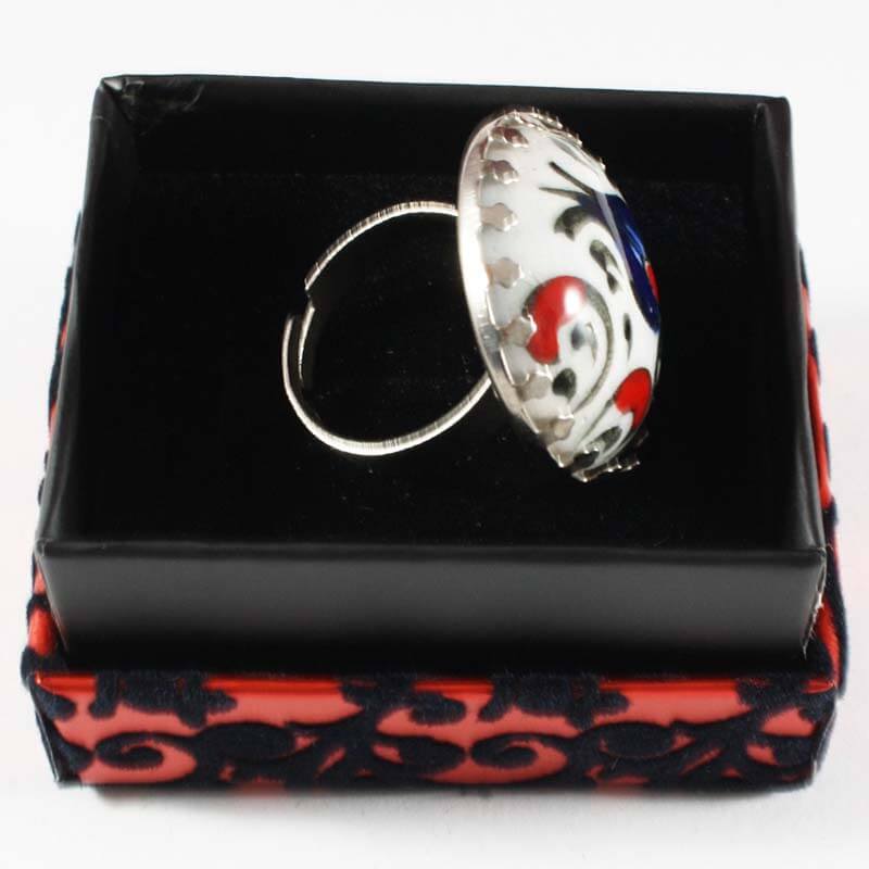 Blue single tulip pottery ring - 2